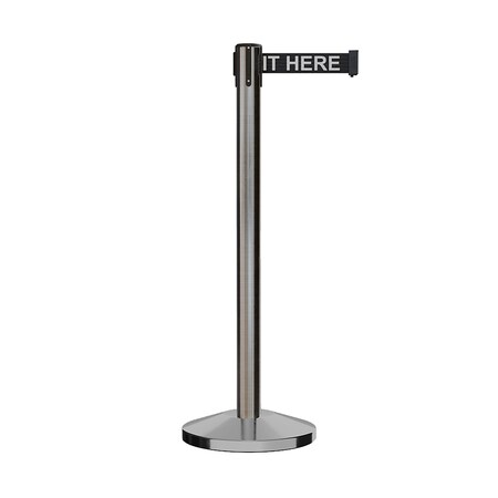 Montour Line Stanchion Belt Barrier Sat.Steel Post 13ft. Wait.Belt ES400-SS-PLEAWBW-130